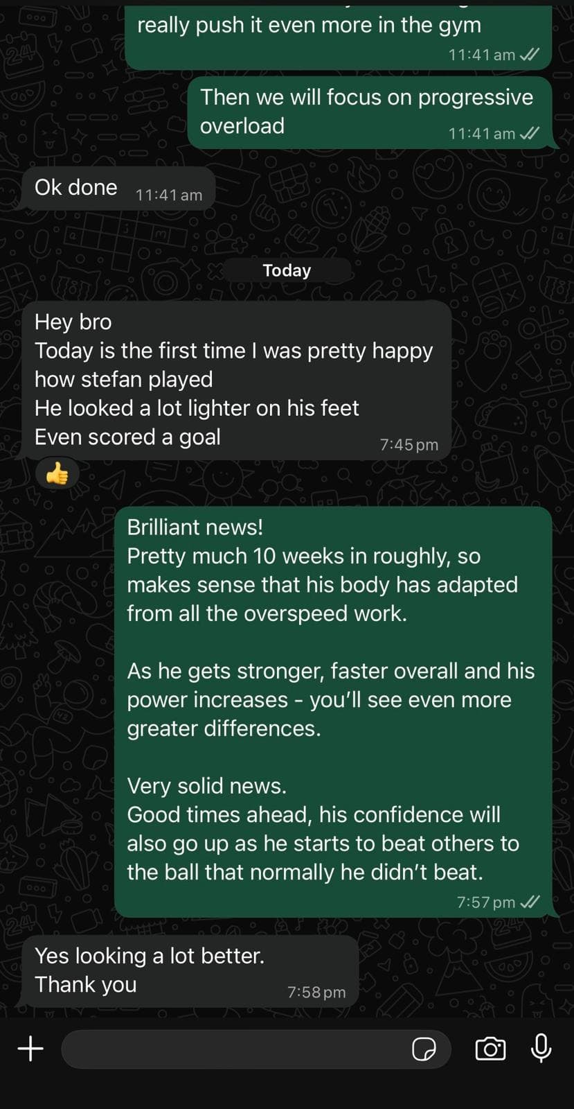 Real client message, Parent of Stefan