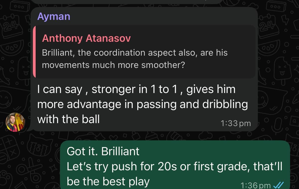 Real client message, Ayman’s parent