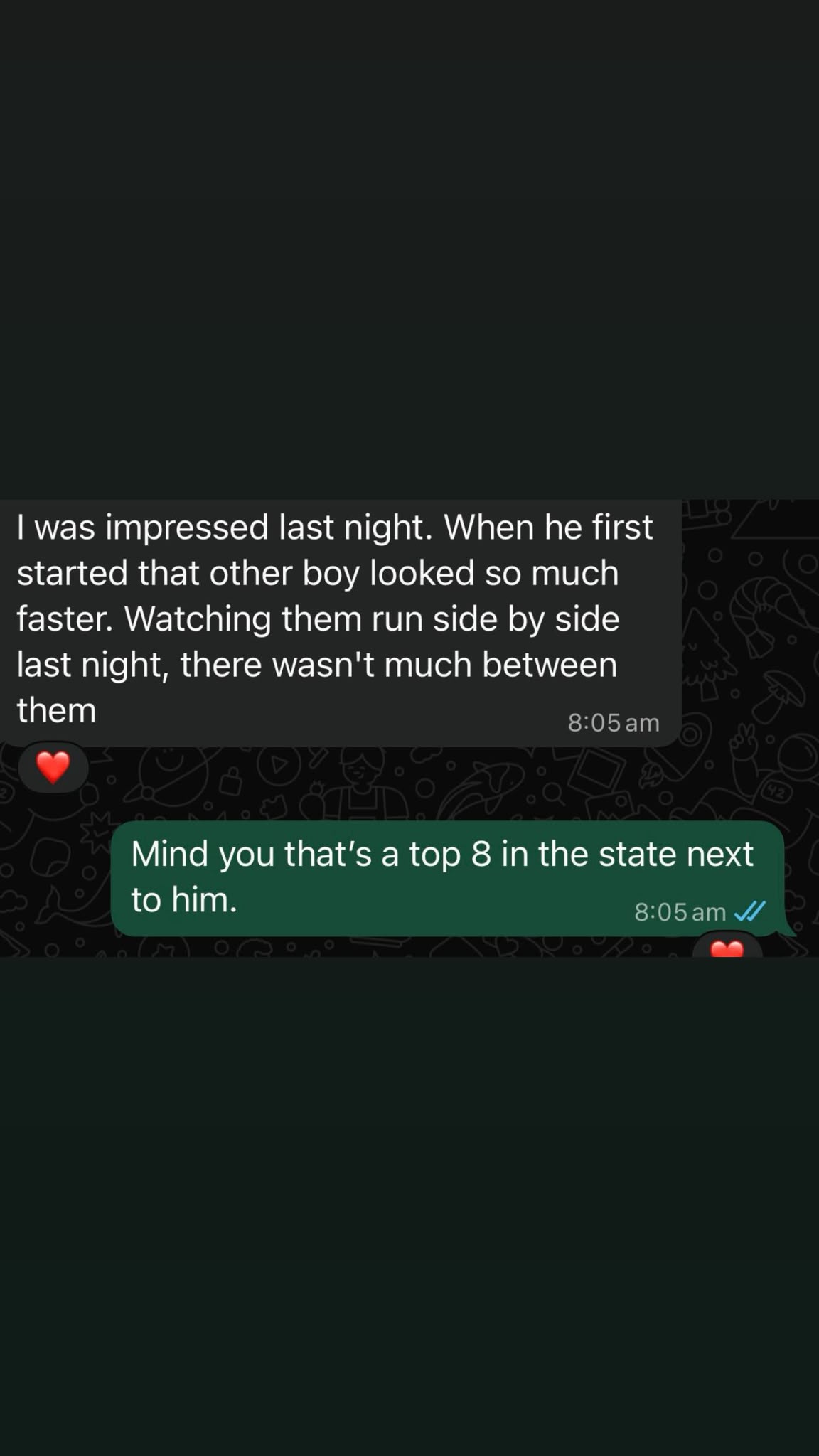 WhatsApp message: Dino's dad